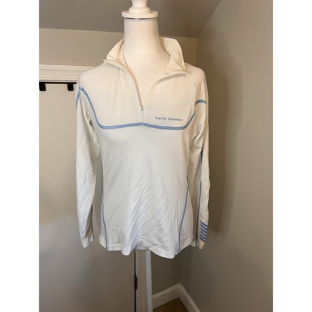Helly Hansen Womens Medium White Blue Quarter Zip Pullover Base Layer